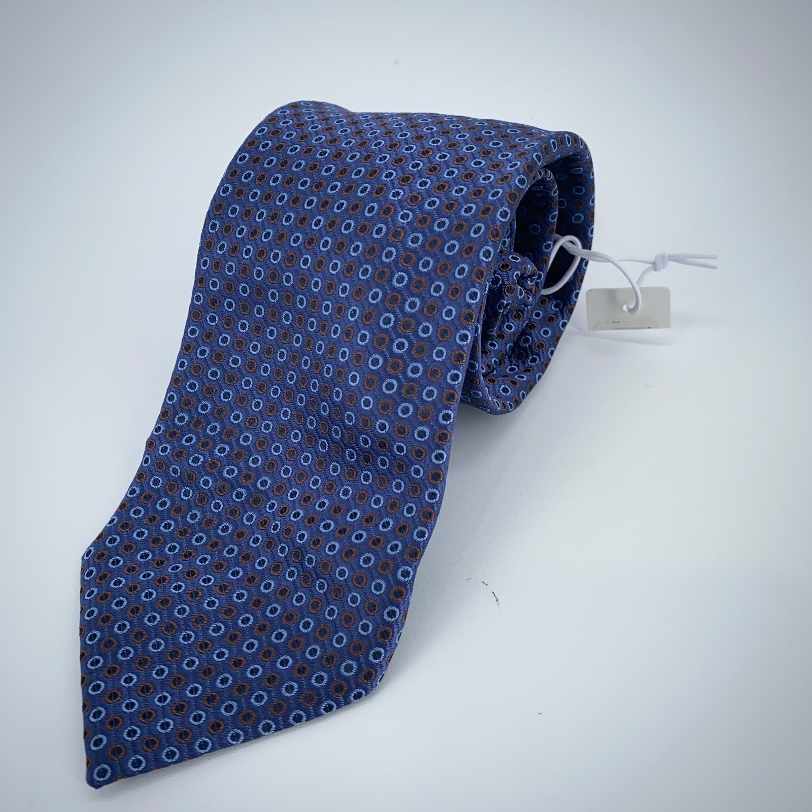 Eton Tie Men One Size Purple Brown Polka Dot Silk Classic Necktie Italy Made